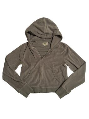 aerie Blue/Grey Velour Zipper Hoodie